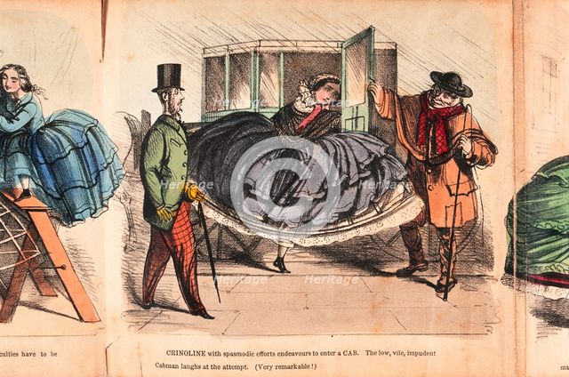 'Crinoline - its difficulties and dangers', c1860. Creator: Unknown.