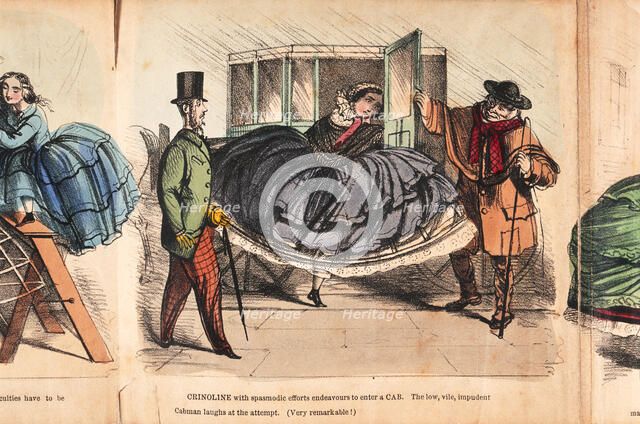 'Crinoline - its difficulties and dangers', c1860. Artist: Unknown