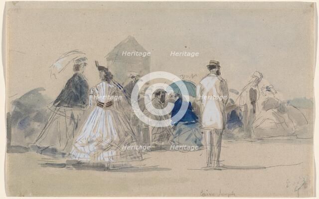 Crinolines on the Beach, c. 1865. Creator: Eugene Louis Boudin.