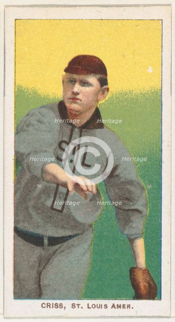 Criss, St. Louis, American League, from the White Border series (T206) for the American..., 1909-11. Creator: American Tobacco Company.