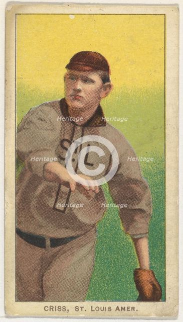 Criss, St. Louis, American League, from the White Border series (T206) for the American..., 1909-11. Creator: American Tobacco Company.