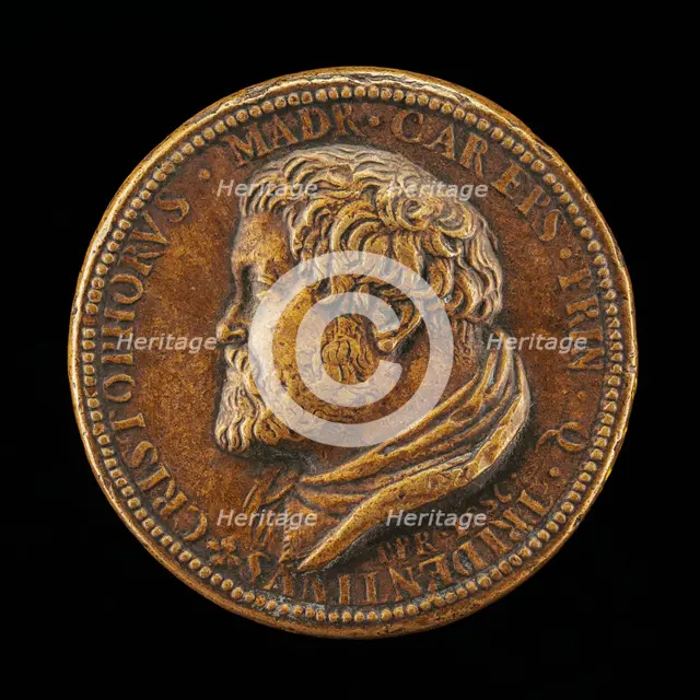 Cristoforo Madruzzo, 1512-1587, Cardinal, Prince Bishop of Trent 1539..., [obverse], probably 1551. Creator: Pietro Paolo Galeotti.