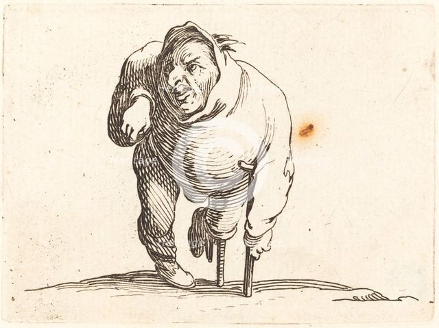 Cripple with Crutch and Wooden Leg, c. 1622. Creator: Jacques Callot.