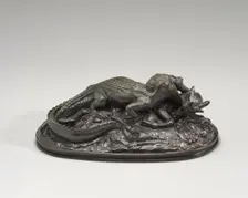 Crocodile Devouring an Antelope, model n.d., cast after 1845 by 1873. Creator: Antoine-Louis Barye