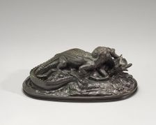 Crocodile Devouring an Antelope, model n.d., cast after 1845 by 1873. Creator: Antoine-Louis Barye