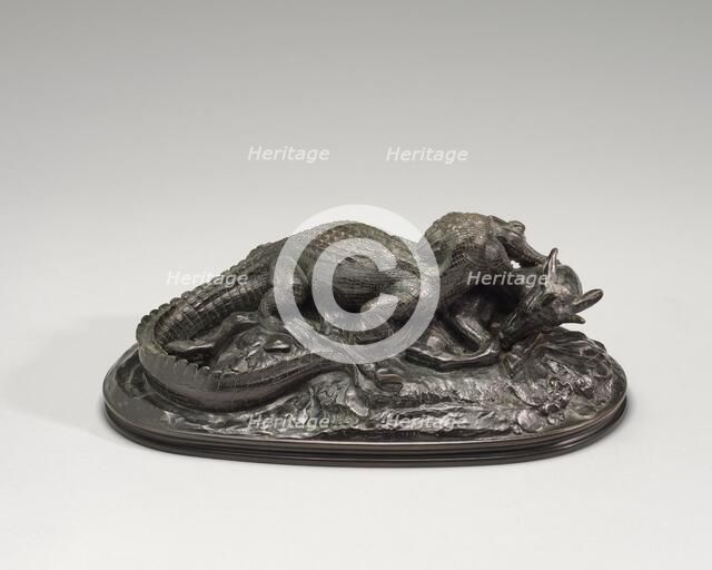 Crocodile Devouring an Antelope, model n.d., cast after 1845 by 1873. Creator: Antoine-Louis Barye.