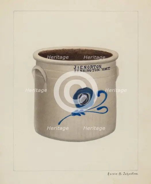 Crock, c. 1937. Creator: Annie B Johnston.
