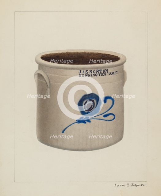 Crock, c. 1937. Creator: Annie B Johnston.