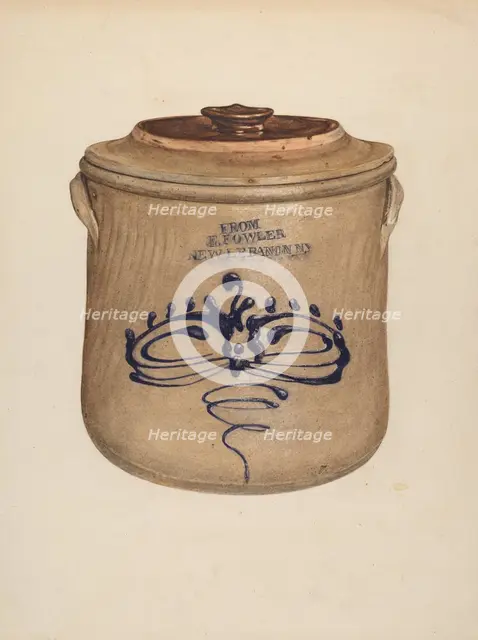 Crock with Cover, c. 1938. Creator: Yolande Delasser.