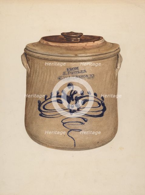 Crock with Cover, c. 1938. Creator: Yolande Delasser.