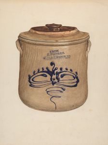 Crock with Cover, c. 1938. Creator: Yolande Delasser