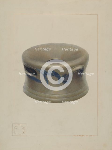 Crockery Cuspidor, c. 1938. Creator: Vincent P. Rosel.