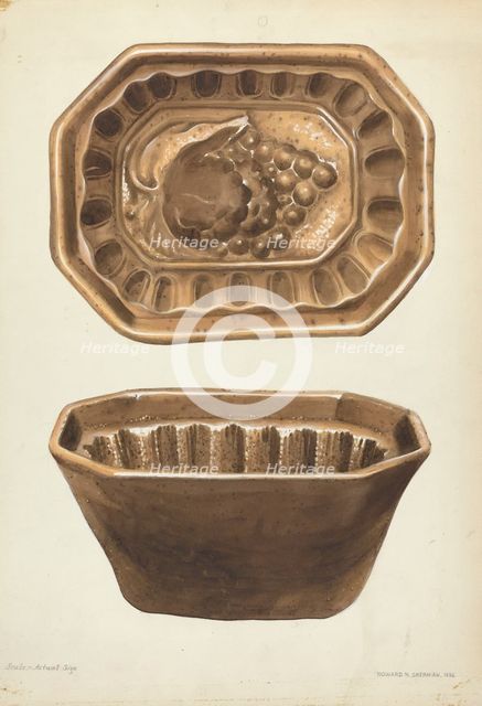 Crockery Mold, 1936. Creator: Howard H. Sherman.