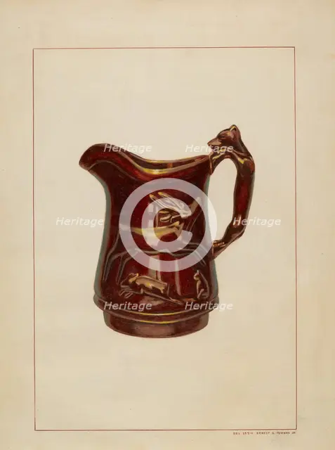 Crockery Pitcher, c. 1938. Creator: Ernest A Towers Jr.