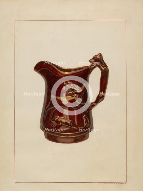 Crockery Pitcher, c. 1938. Creator: Ernest A Towers Jr.
