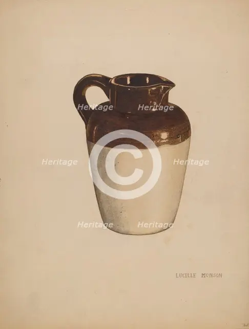 Crockery Pitcher, c. 1940. Creator: Lucille Manson.