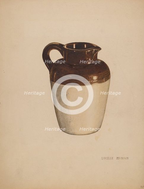 Crockery Pitcher, c. 1940. Creator: Lucille Manson.
