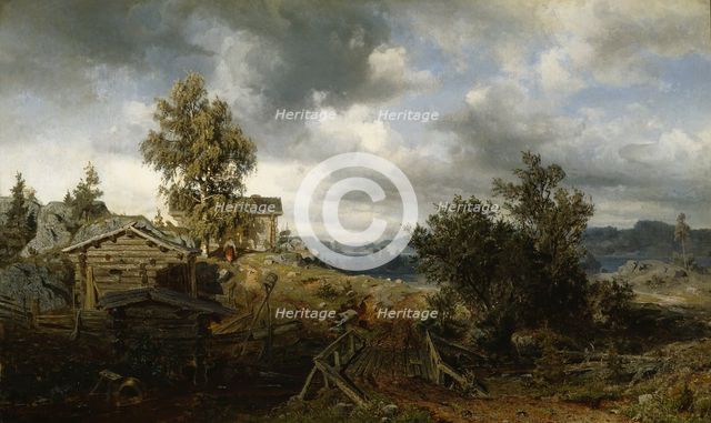 Crofter's Cottage in Kuru, 1860. Creator: Werner Holmberg.
