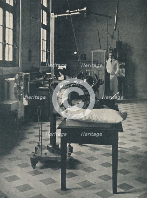 'Crookes, Rontgen and Finsen - Using the Marvellous X-Rays Apparatus', c1925. Artist: Unknown.