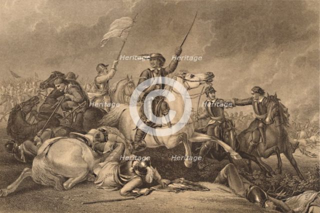 'Cromwell at the Battle of Marston Moor', 1886. Artist: John J Crew.