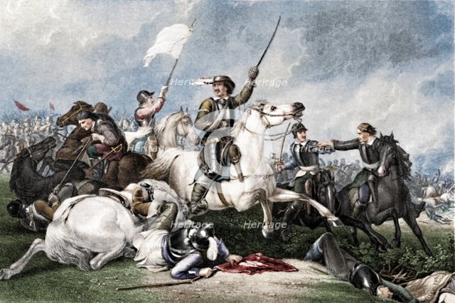 'Cromwell at the Battle of Marston Moor', 1886. Artist: John J Crew.