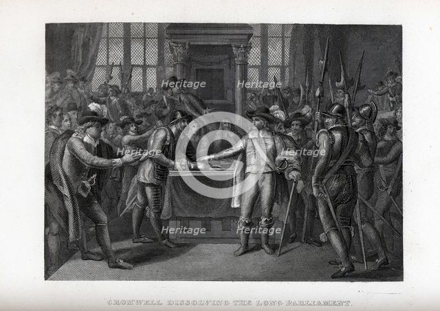 Cromwell dissolving the Long Parliament, 1882. Artist: Anonymous  