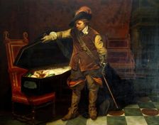 Cromwell Opening the Coffin of Charles I, 1831. Creator: Paul Delaroche