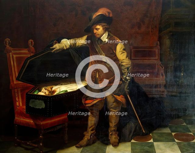 Cromwell Opening the Coffin of Charles I, 1831. Creator: Paul Delaroche.