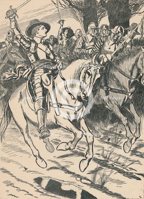 'Cromwell Leads His Ironsides To Battle', c1907. Artist: Unknown.