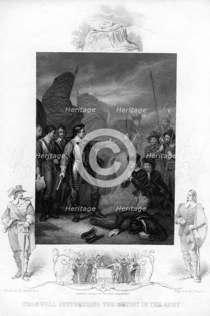 'Cromwell Suppressing the Mutiny in the Army', c1640s, (19th century). Artist: J Rogers