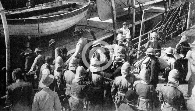'Cronje's Captive Warriors, the Docks, Paardeberg', South Africa, 1900. Artist: Unknown