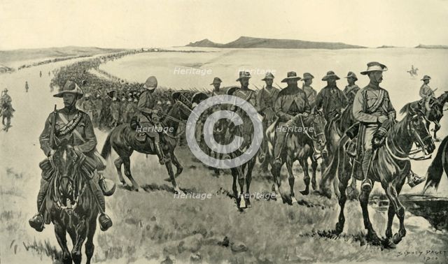 'Cronje's Force on their March South', 1900. Creator: Sidney E Paget.