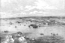 Cronstadt, from the Narrow Part of the Channel nearest St. Petersburg, drawn by E.T. Dolby, 1854. Creator: Unknown