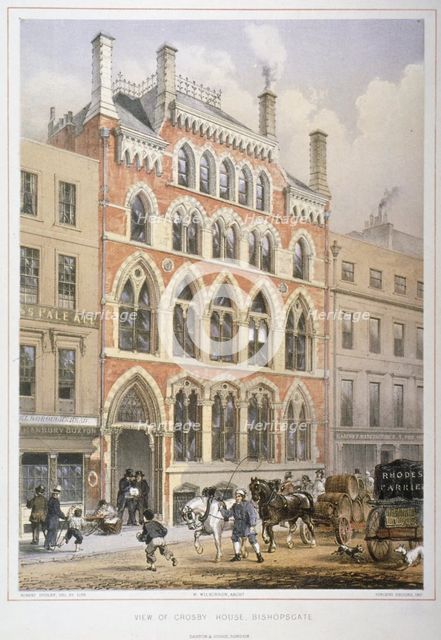 Crosby Hall at no 95 Bishopsgate, City of London, 1860. Artist: Vincent Brooks