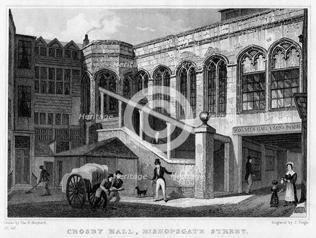Crosby Hall, Bishopsgate Street, City of London, 1830.Artist: J Tingle