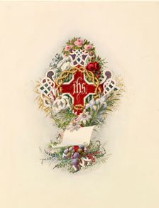 Cross And Crown Of Thorns And Flowers, 1805-1875. Creator: Adolf Schrodter