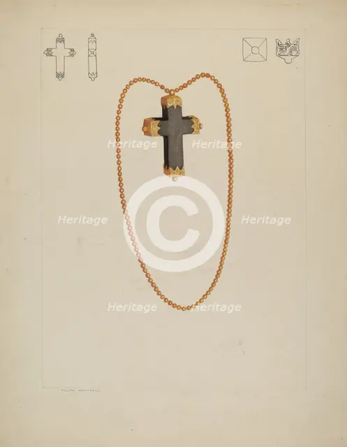 Cross Necklace, 1935/1942. Creator: Tulita Westfall.