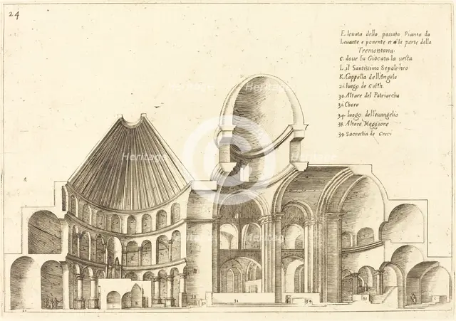 Cross-Section of the Church of the Holy Sepulchre, 1619. Creator: Jacques Callot.