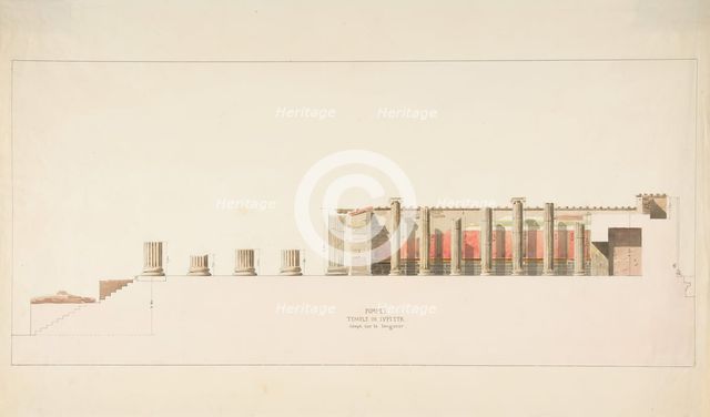 Cross-Section of the Temple of Jupiter, Pompeii, after 1825. Creator: Anon.