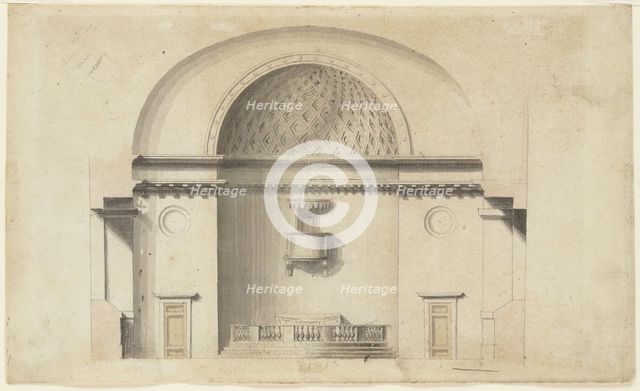 Cross-section of a chapel (?); verso: Pavillion in Neogothic style, ca. 1800. Creator: Anon.