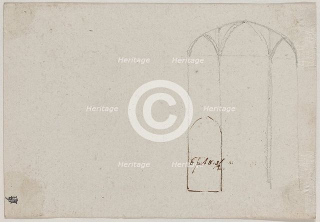 Cross Section of a Gothic Church [verso], probably c. 1788. Creator: Benjamin West.