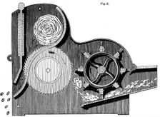 Cross-section of Eli Whitney's (1765-1825) saw-gin for cleaning cotton, 1865