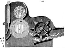 Cross-section of Eli Whitney's (1765-1825) saw-gin for cleaning cotton, 1865