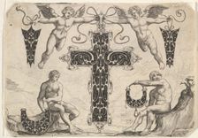 Cross-shaped Pendant and Four Other Motifs, 1622. Creator: Giovanni Battista Costantini