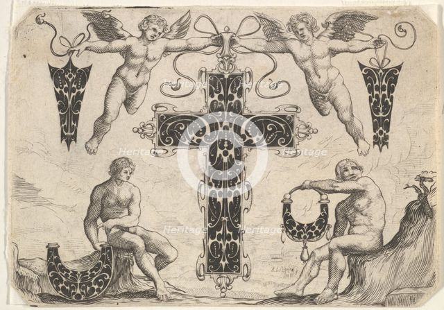 Cross-shaped Pendant and Four Other Motifs, 1622. Creator: Giovanni Battista Costantini.