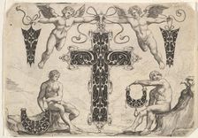 Cross-shaped Pendant and Four Other Motifs, 1622. Creator: Giovanni Battista Costantini