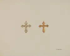 Cross-shaped Pin, c. 1937. Creator: Vera Van Voris