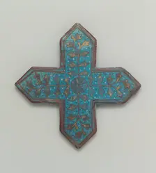 Cross-Shaped Tile, Iran, second half 13th-early 14th century. Creator: Unknown