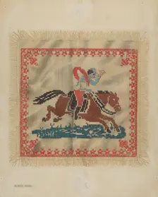 Cross-Stitch Antimacassar, c. 1937. Creator: Elmer Weise
