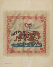 Cross-Stitch Antimacassar, c. 1937. Creator: Elmer Weise